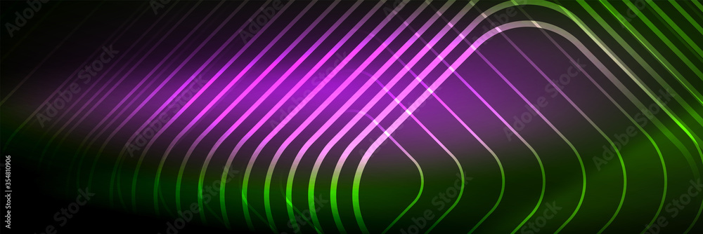 Shiny neon lines, stripes and waves, technology abstract background. Trendy abstract layout template for business or technology presentation, internet poster or web brochure cover, wallpaper Shiny neon lines, stripes and waves, technology abstract background. Trendy abstract layout template for business or technology presentation, internet poster or web brochure cover, wallpaper