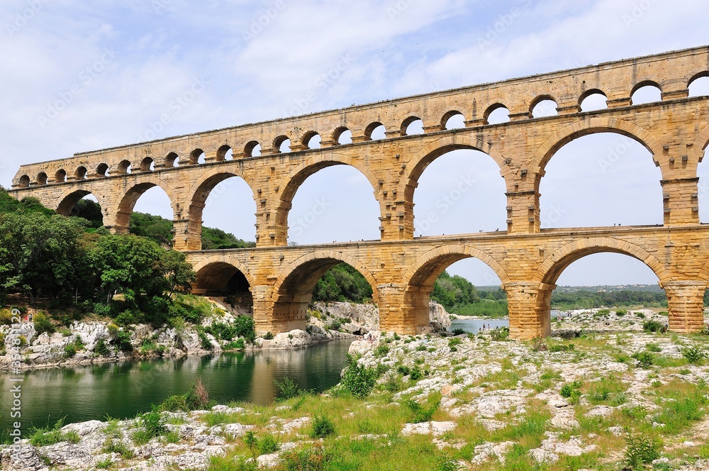 The Pont du Gard, ancient Roman aqueduct bridge, south of France