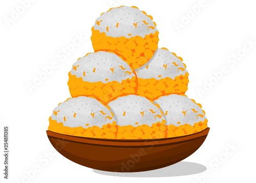 Boondi ladoo or bundi Ladoo Indian Sweets or Mithai Food Vectora