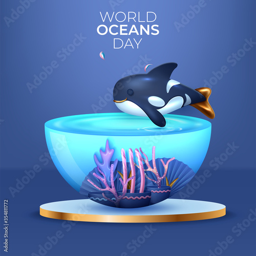 World Ocean Day. June 8. Picture for world ocean day. Vector llustration