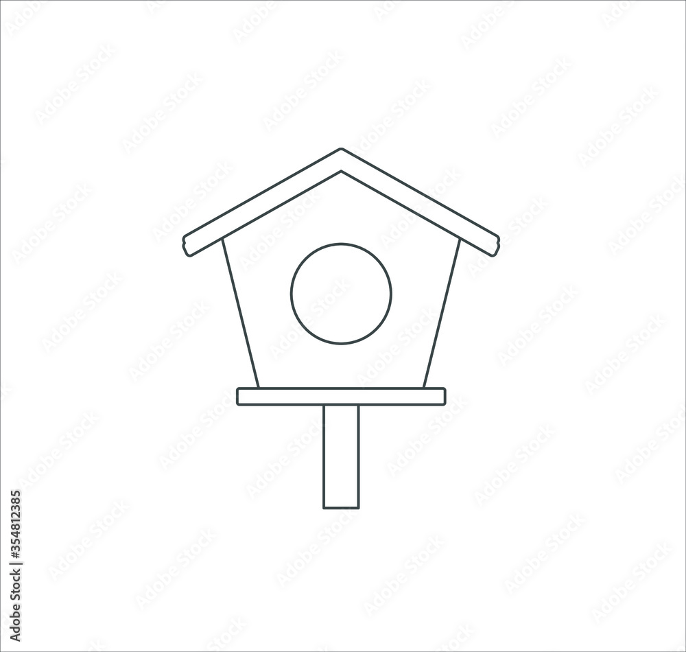 Bird house icon, nest box vector illustration on white background Bird house icon, nest box vector illustration on white background