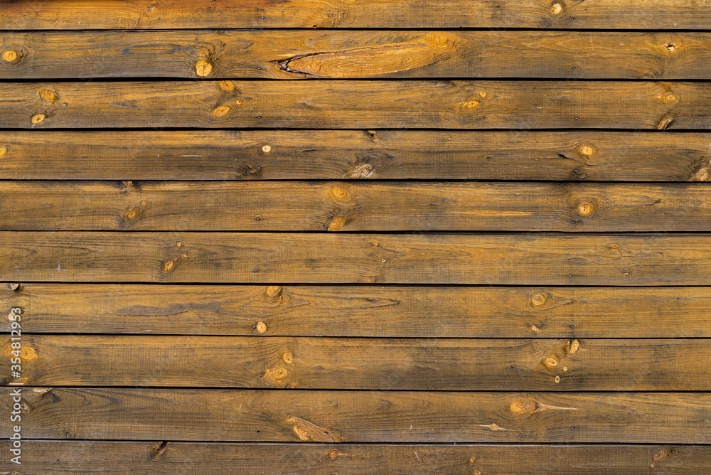 Texture of a yellow fence made of wooden boards