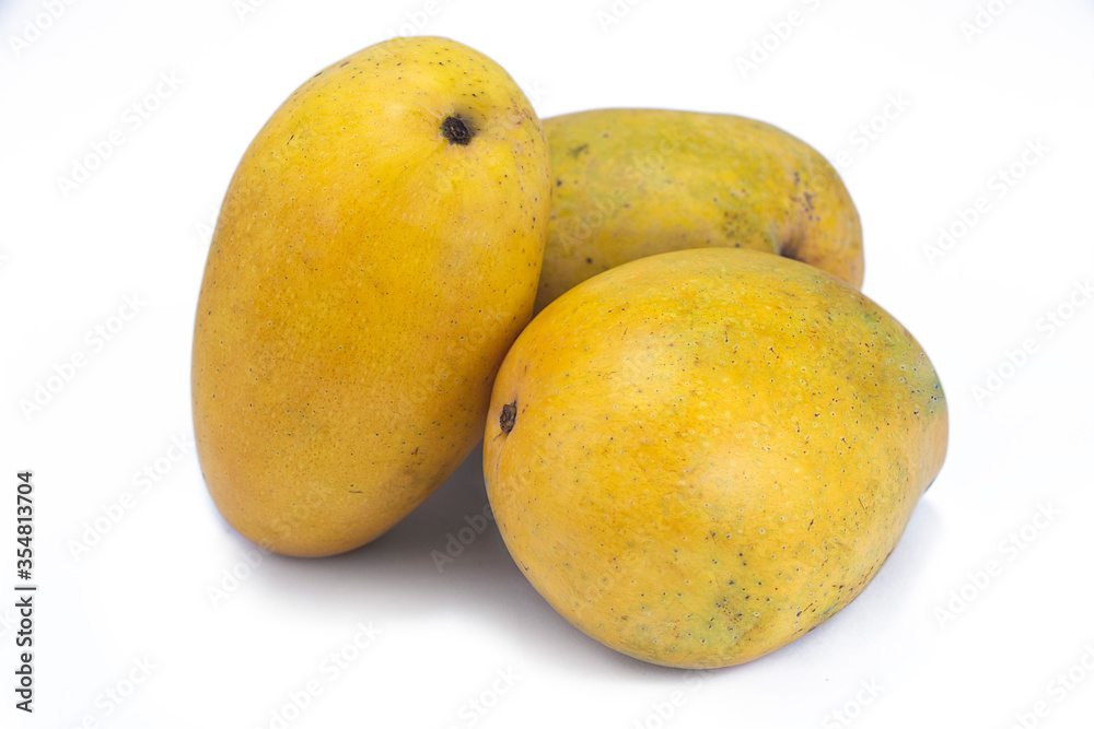 set of three mango on white background