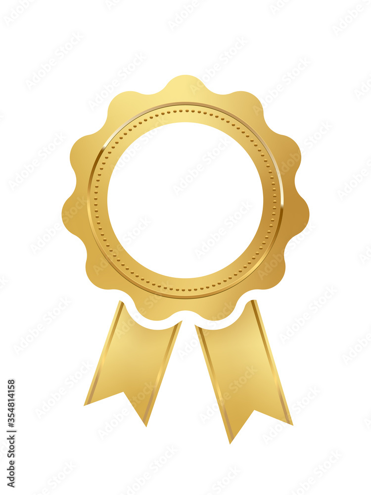 Vector round golden seal with ribbon on white Vector round golden seal with ribbon on white