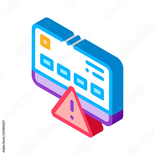 Credit Card Hacking Icon Vector. Isometric Credit Card Hacking sign. color isolated symbol illustration