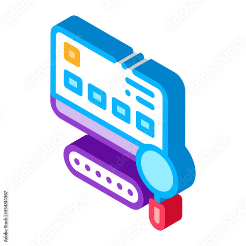 Credit Card Study Icon Vector. Isometric Credit Card Study sign. color isolated symbol illustration