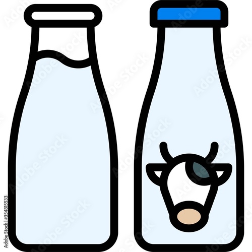 Milk bottle icon, Beverage filled vector illustration