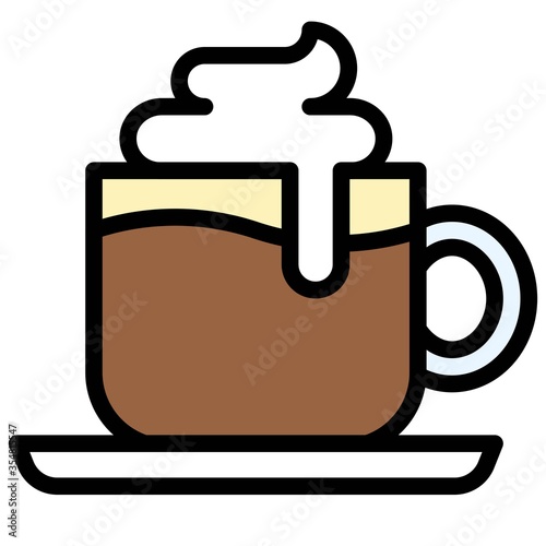 Coffee with whipped cream icon, Beverage filled vector
