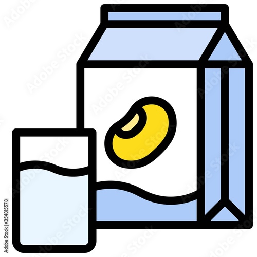 Glass of milk and soymilk carton icon