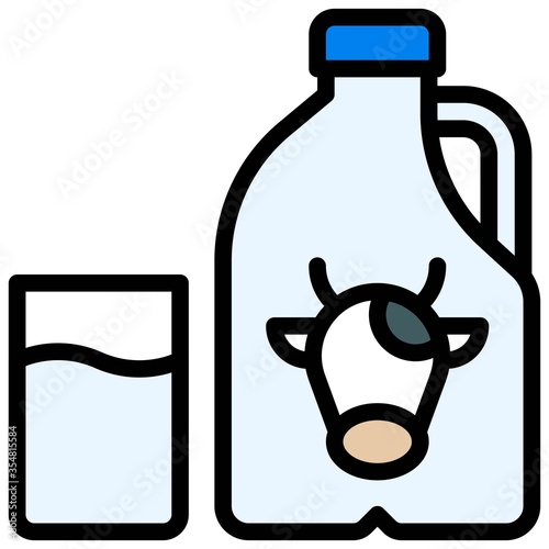 Glass of milk and milk gallon icon
