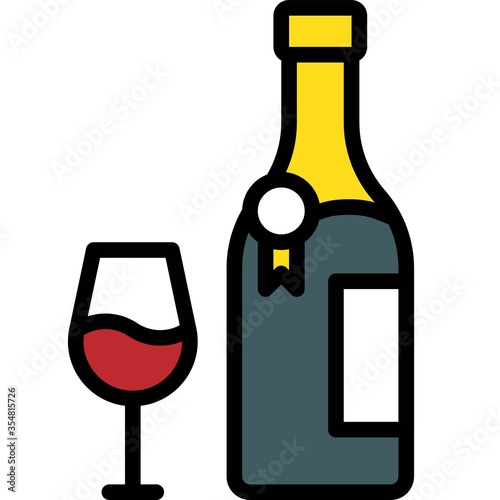Glass of wine and wine bottle icon