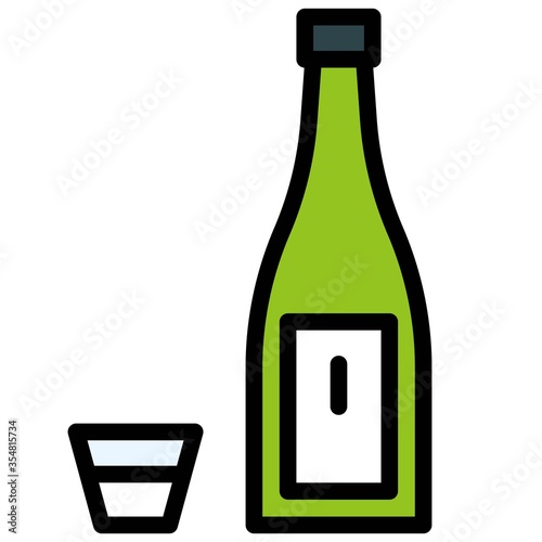 Alcoholic drink icon, Beverage filled vector illustration