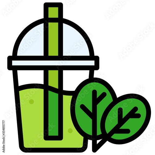 Green smoothie icon, Beverage filled vector illustration