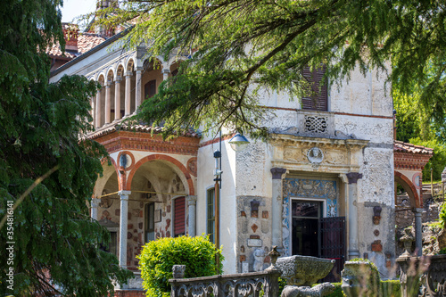 Sacro Monte (VA), Italy - June 01, 2020: Lodovico Pogliaghi museum at pilgrimage village of Santa Maria del Monte on Sacro Monte di Varese, UNESCO, Santa Maria del Monte, Varese, Lombardy, Italy