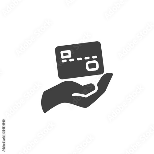 Credit card payment vector icon. filled flat sign for mobile concept and web design. Hand and credit card glyph icon. Symbol, logo illustration. Vector graphics
