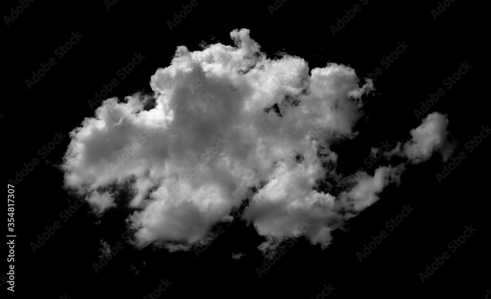 Naklejka white cloud on black background. Dark tone.