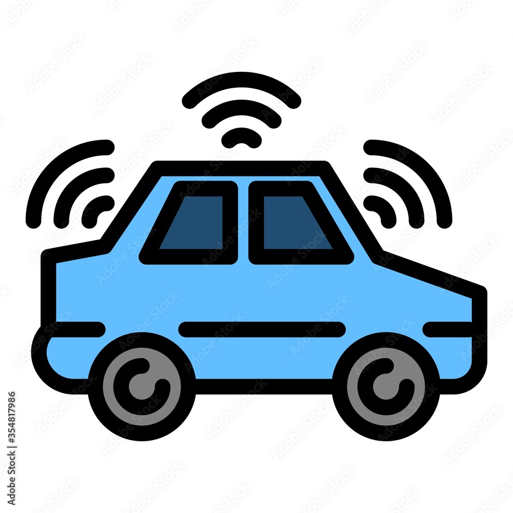 Electric driverless car icon. Outline electric driverless car vector icon for web design isolated on white background Electric driverless car icon. Outline electric driverless car vector icon for web design isolated on white background