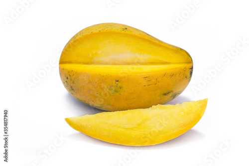 mango with mango piece high quality image on white background