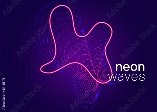 Dj event neon flyer. Techno trance party. Electro dance music. Electronic sound. Club fest poster.