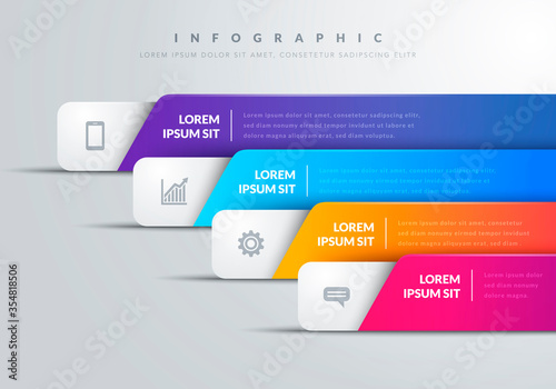 Vector Illustration Modern Infographic With 4 Colorful Bars And Icons