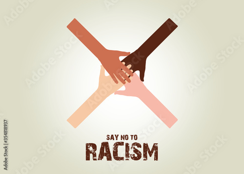 Say no to racism. Stop Racism concept hand to hand vector illustration.