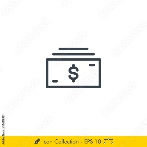 Money Icon / Vector - In Line / Stroke Design