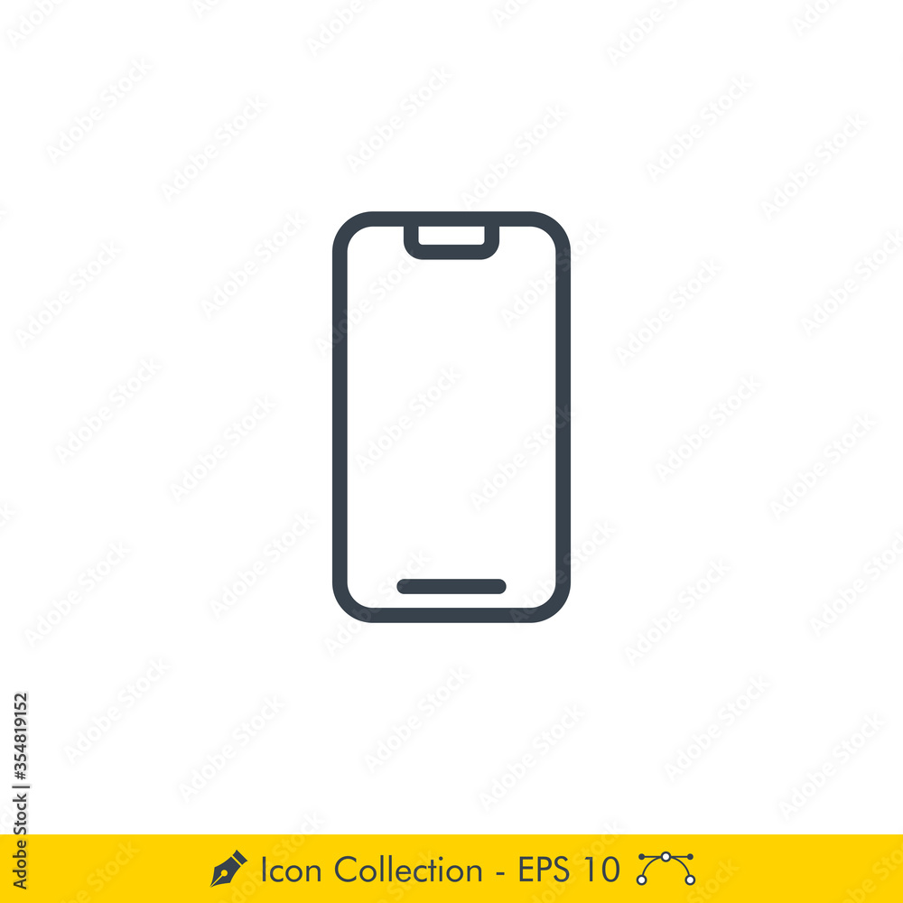 Phone (Smartphone) Icon / Vector - In Line / Stroke Design Phone (Smartphone) Icon / Vector - In Line / Stroke Design