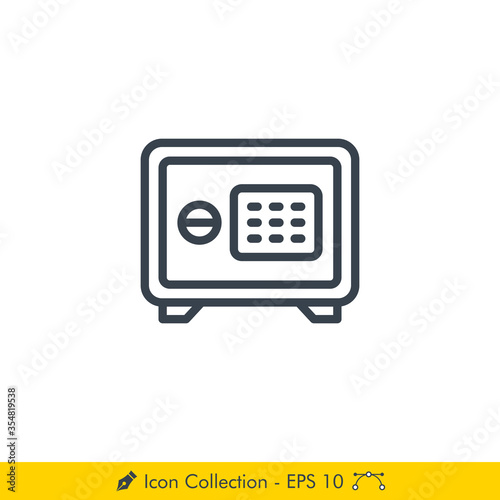 Safe Box (Safety Money Box) Icon / Vector - In Line / Stroke Design