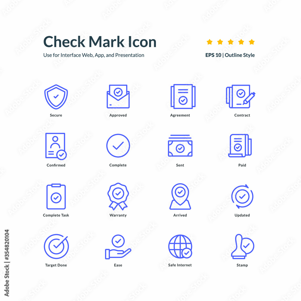 check mark icon set graphic design vector illustration for interface mobile web presentation