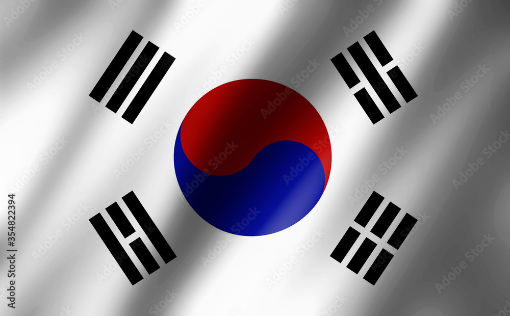 3D rendering of the waving flag Korea 3D rendering of the waving flag Korea