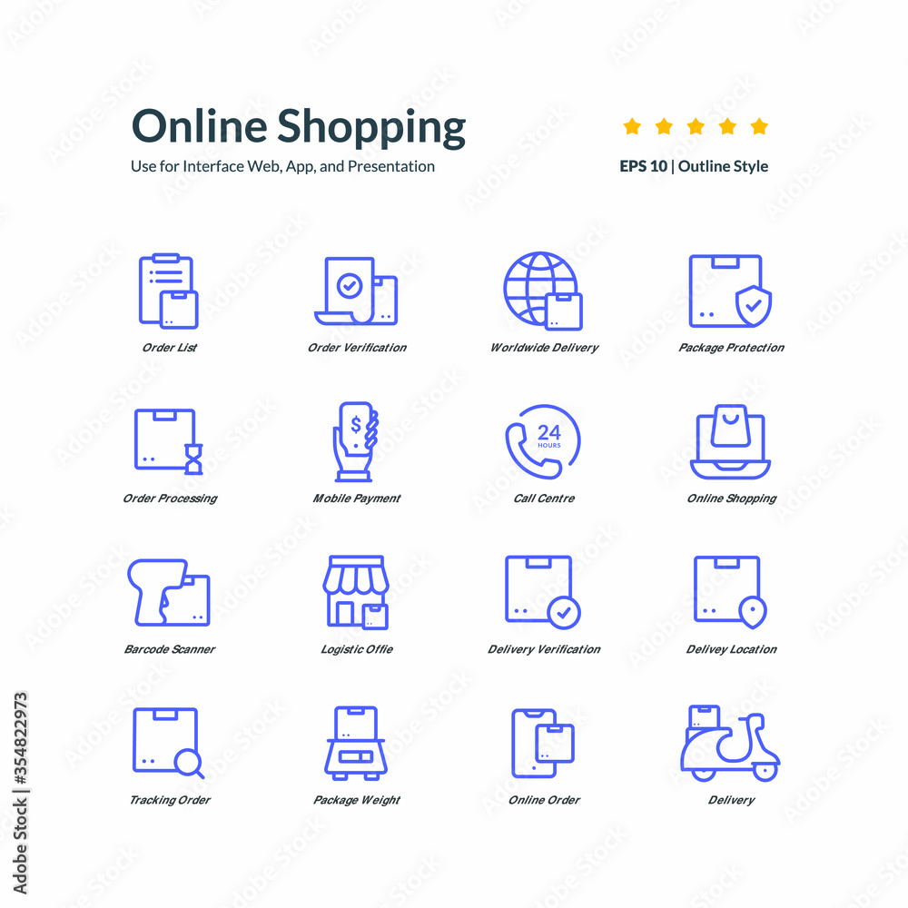 online shopping icon set graphic design vector illustration for interface mobile web presentation