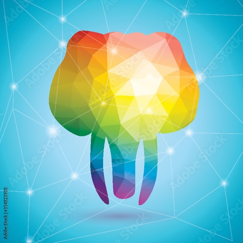 Elephant in rainbow colors