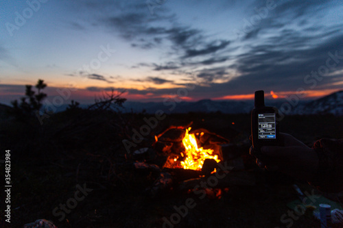 campfire at sunset
