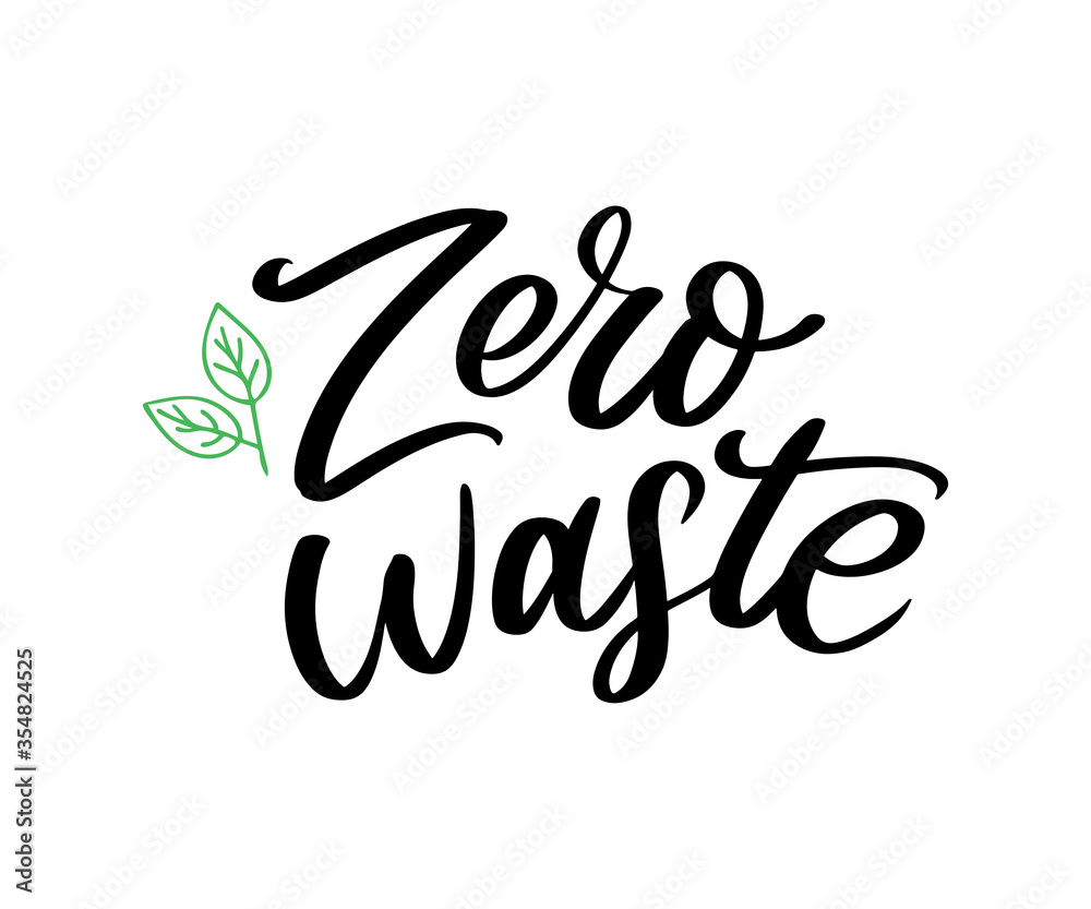 Fototapeta premium Zero waste conception Green Eco Ecology lettering text vector