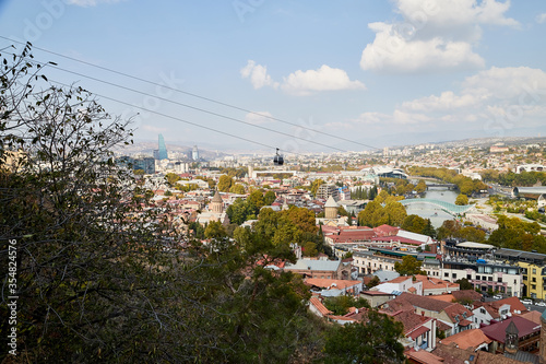 Tbilisi, Georgia - October 21, 2019: Top view on the old part of the city Tbilisi in Georgia in a day © keleny