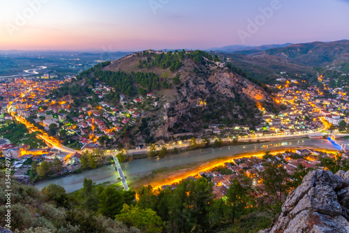 Sunset view of Albanian town Berat photo