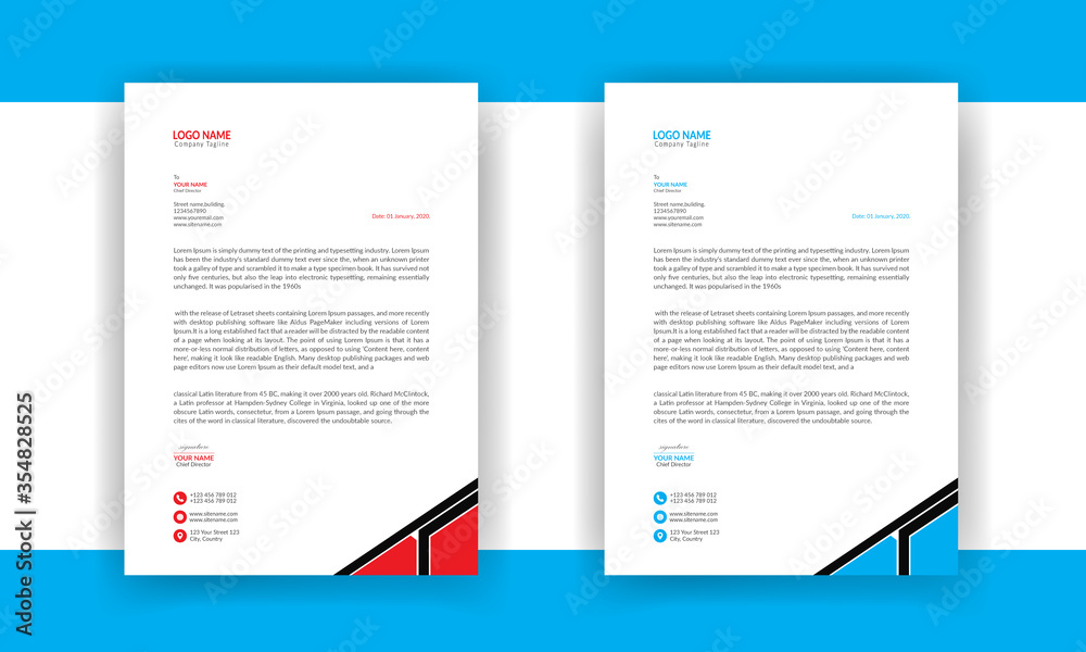 Creative Letterhead Template Design Vector and Company Letterhead Template Design	
