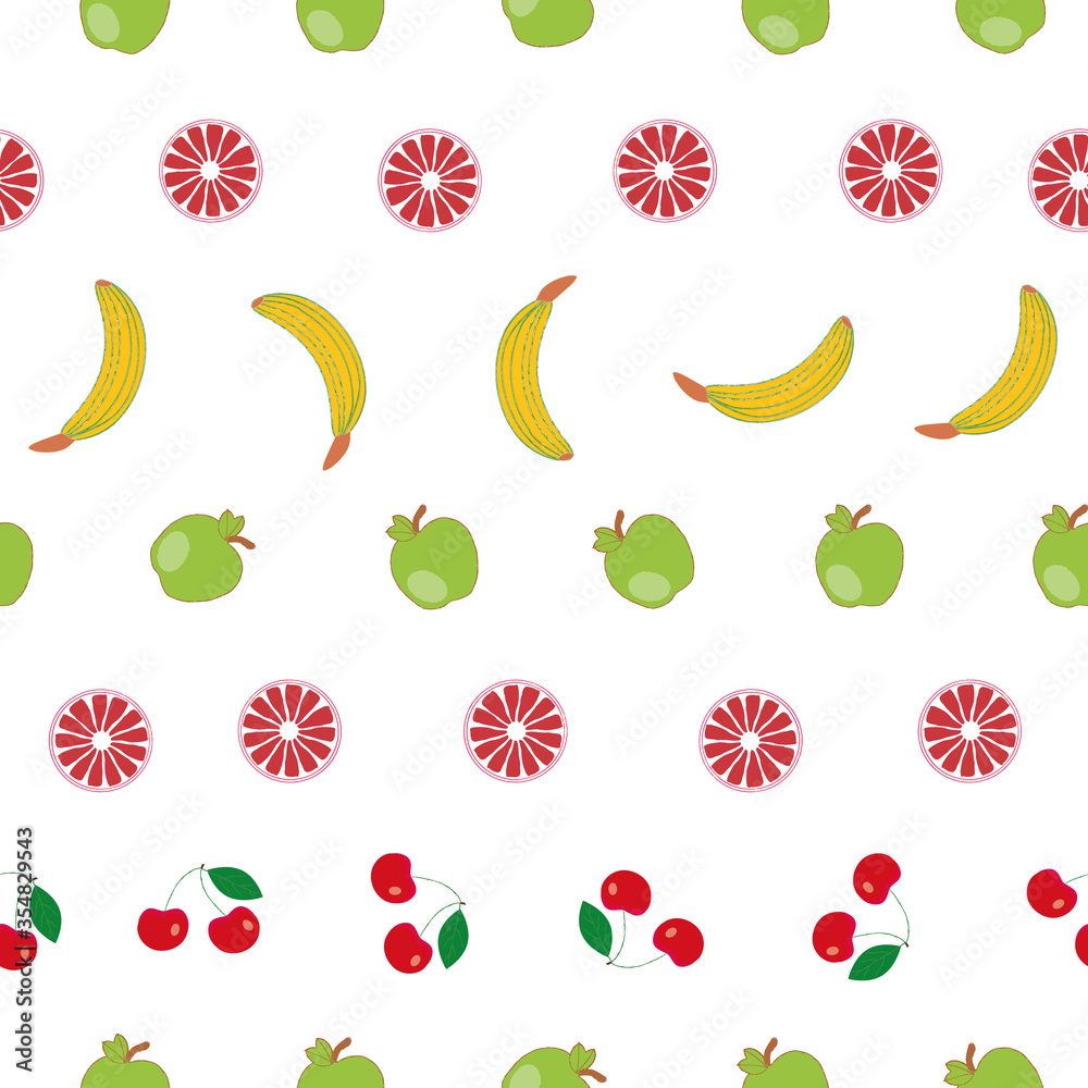 Lots of fruits handdraw vector repeat pattern print background design Lots of fruits handdraw vector repeat pattern print background design