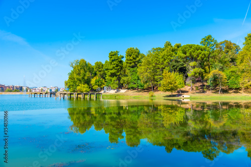 Grand park in Tirana behind an artificial lake, Albania