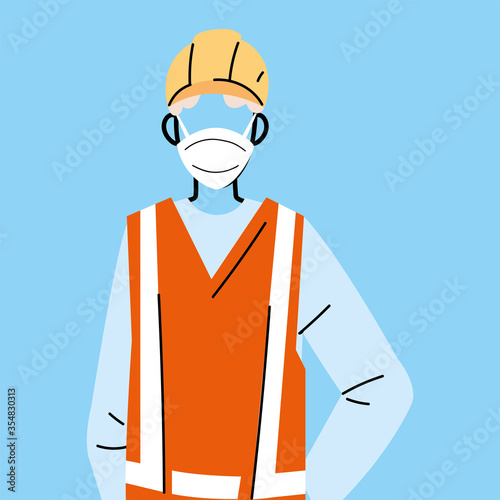 technician man with face mask and uniform