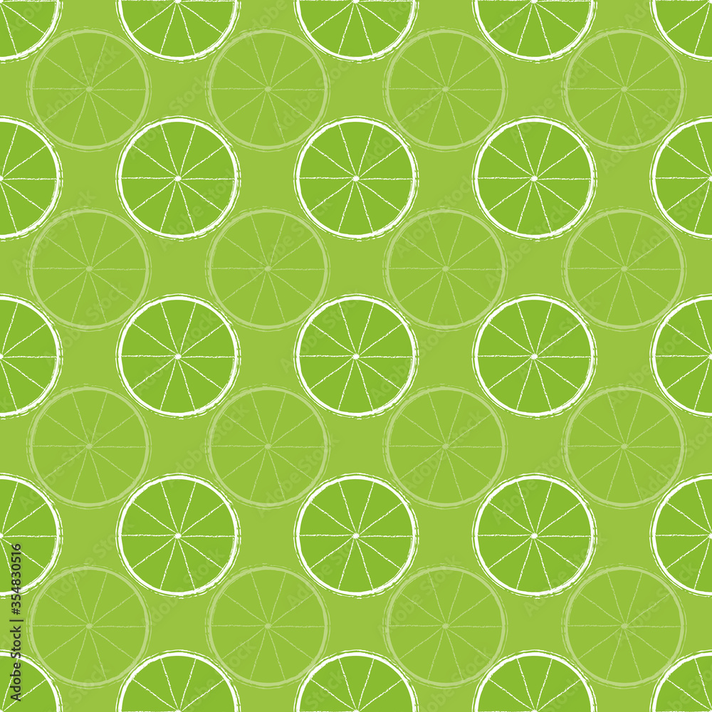 Green lemon handdraw vector repeat pattern print background design