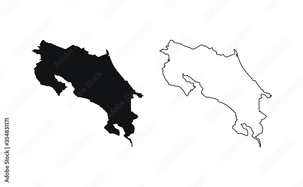 Costa Rica map silhouette line country America map illustration vector