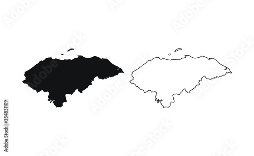 Honduras map silhouette line country America map illustration vector outline American isolated on white background photo