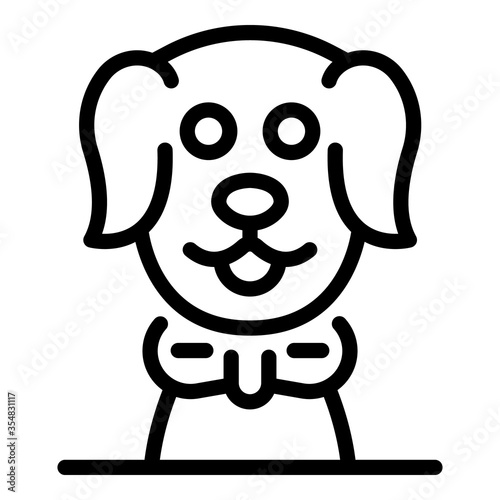 Happy groomer dog icon. Outline happy groomer dog vector icon for web design isolated on white background