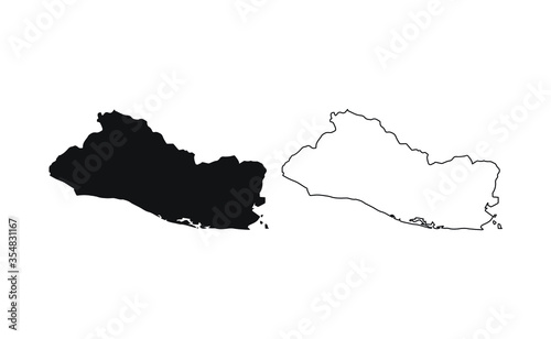 El Salvador map silhouette line country America map illustration vector outline American isolated on white background photo