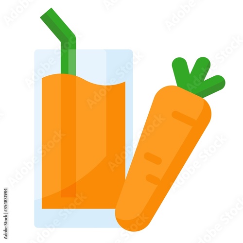 Carrot juice icon, Beverage flat vector illustration