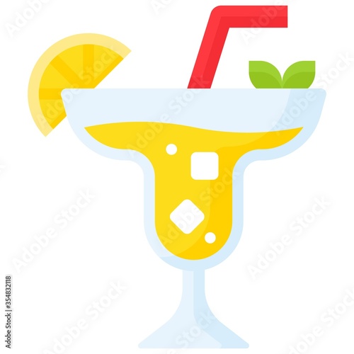 Summer drink icon, Beverage flat vector illustration