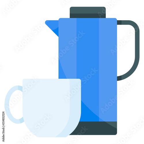 Thermos bottle icon, Beverage flat vector illustration