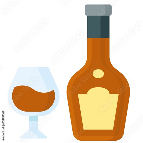 Alcoholic drink icon, Beverage flat vector illustration