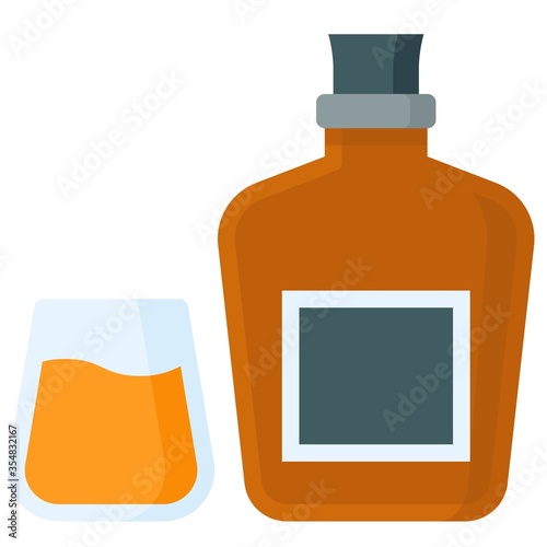 Alcoholic drink icon, Beverage flat vector illustration
